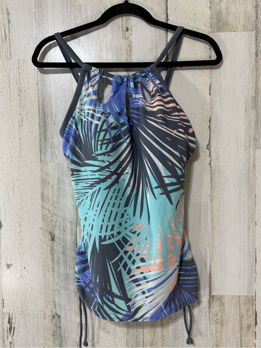 Free Country Blue & Teal Palm-Print Tankini Top